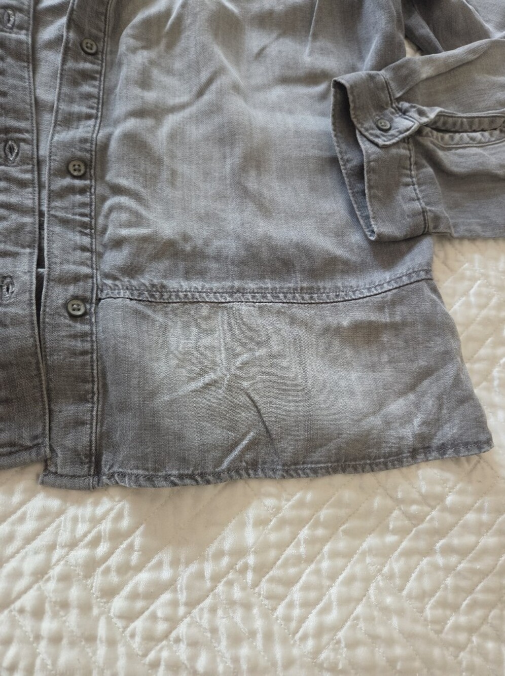 Cloth & Stone by Anthropologie Gray Lyocell Peplum Button Down Blouse NWT Large - Picture 5 of 7